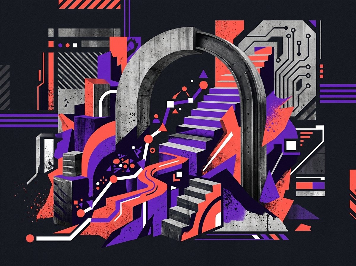 Tech4U abstract geometric composition representing adaptive learning